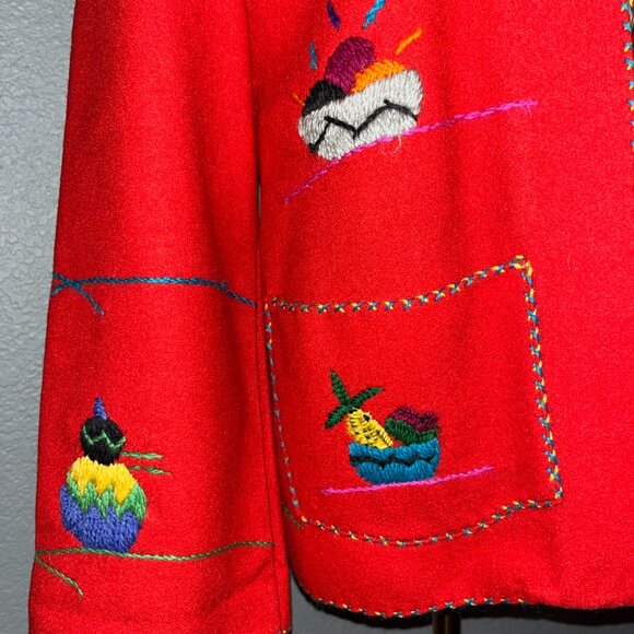 40'S VINTAGE KEYSTONE EXPORT WOOL MEXICAN EMBROIDERED TOURIST SOUVENIR JACKET - Picture 3 of 10